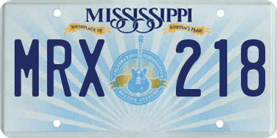 MS license plate MRX218