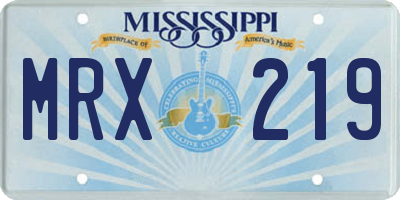 MS license plate MRX219