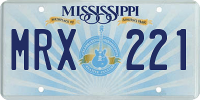 MS license plate MRX221