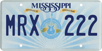 MS license plate MRX222