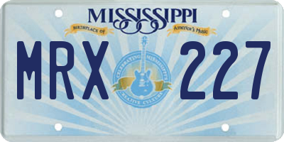 MS license plate MRX227