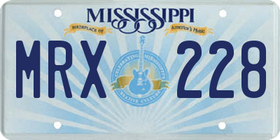 MS license plate MRX228