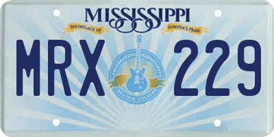 MS license plate MRX229