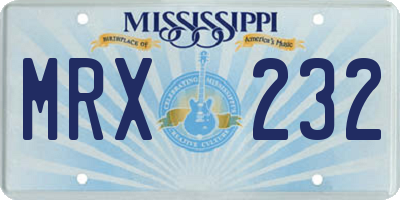 MS license plate MRX232