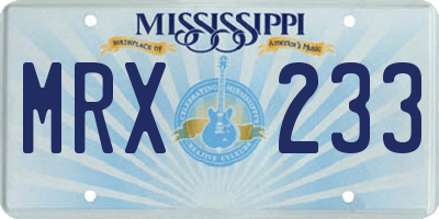MS license plate MRX233