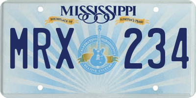 MS license plate MRX234