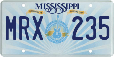 MS license plate MRX235