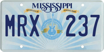 MS license plate MRX237
