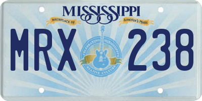 MS license plate MRX238