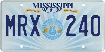 MS license plate MRX240