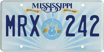 MS license plate MRX242