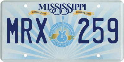 MS license plate MRX259