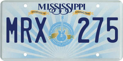 MS license plate MRX275