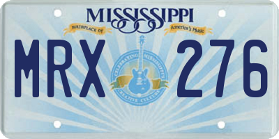 MS license plate MRX276
