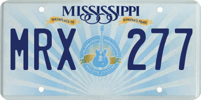 MS license plate MRX277