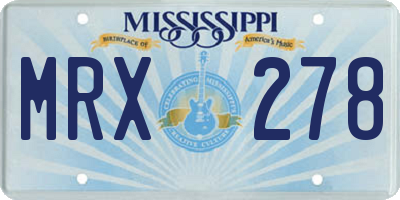 MS license plate MRX278