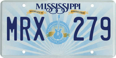 MS license plate MRX279