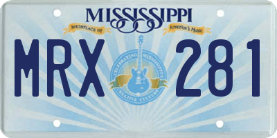 MS license plate MRX281