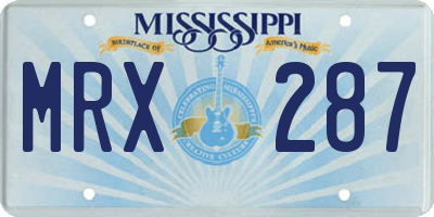 MS license plate MRX287