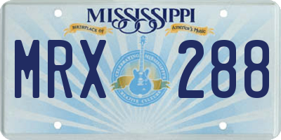 MS license plate MRX288