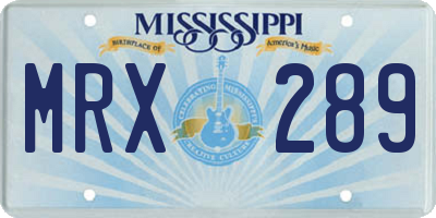 MS license plate MRX289
