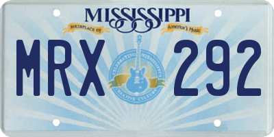 MS license plate MRX292