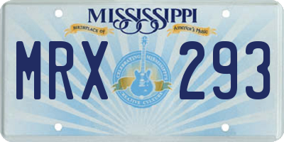 MS license plate MRX293