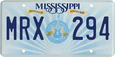 MS license plate MRX294