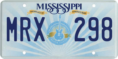 MS license plate MRX298