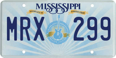 MS license plate MRX299
