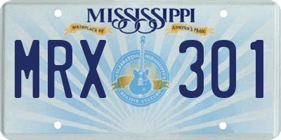 MS license plate MRX301