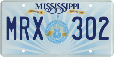 MS license plate MRX302