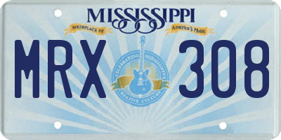 MS license plate MRX308