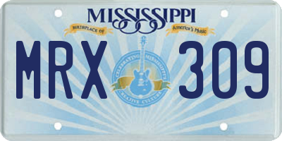 MS license plate MRX309