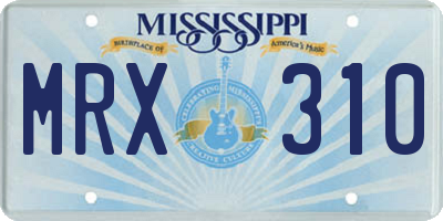 MS license plate MRX310