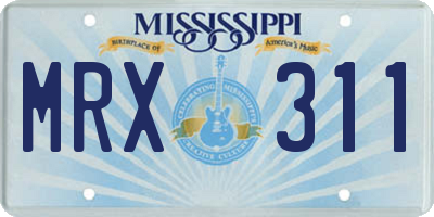 MS license plate MRX311