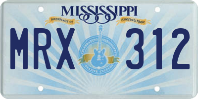 MS license plate MRX312