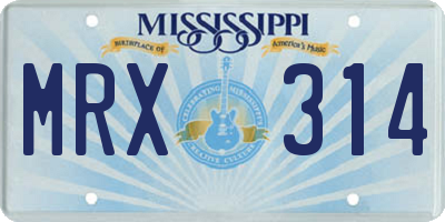 MS license plate MRX314