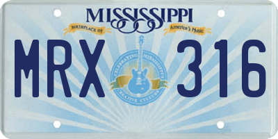 MS license plate MRX316