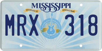 MS license plate MRX318