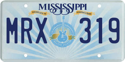 MS license plate MRX319