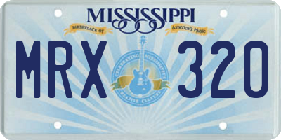 MS license plate MRX320