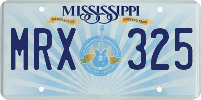 MS license plate MRX325