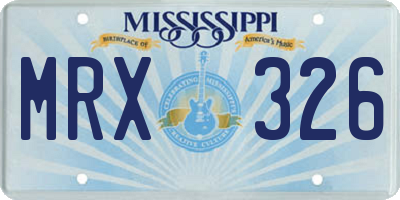 MS license plate MRX326
