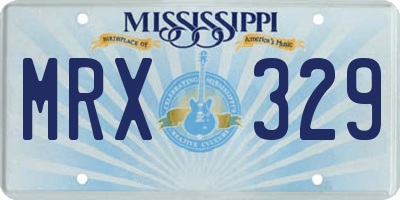 MS license plate MRX329