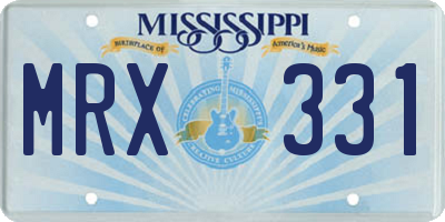 MS license plate MRX331