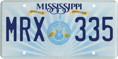 MS license plate MRX335