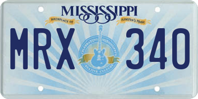 MS license plate MRX340