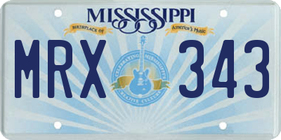 MS license plate MRX343