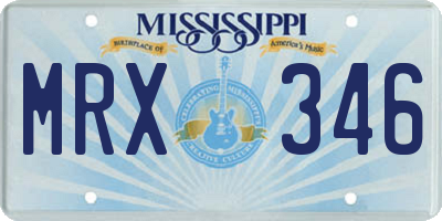 MS license plate MRX346